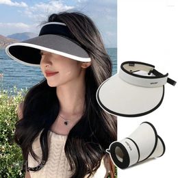 Wide Brim Hats Foldable Silk Sun Protection Cap Summer Outdoor Travel Anti-UV Hat For Women Convenient Beach Bucket I5X6