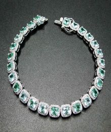 100 925 Sterling Silver Bracelet Tanzanite Green Spinel 5mm stone Women Bracelet for gift 2105248762157