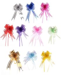 New 100pcs Flower Garland Organza Wedding Organza Yarn Pull Bows Ribbons Wedding Party Flower Decor Gift2754069