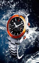 New Ocean Automatic watch Mens Mechanical Sea Black Dial Orange Bezel Watches Mens Stasinless Floding Bucklet2502826