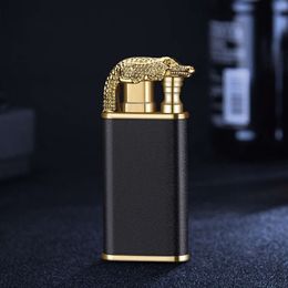 Custom Lighter Iatable Blue Flame Crocodile Dragon Double Hole Without Gas Injection Lighter