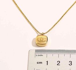 Never Fading 14K Gold Plated Luxury Brand Designer Pendants Necklaces Stainless Steel Double Letter Choker Pendant Necklace Beads 7975355