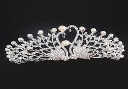 Swan tiara crown with rhinestone wedding crowns tiaras bridal headpieces for wedding headdress accessories performance crowns7409051