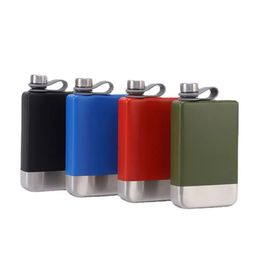 Stainless Steel Hip Flask Colourful Leakproof Portable Drinking Bottle 9oz Paint Spraying Whisky Flagon Unisex 240429