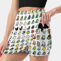 Skirts Everybirdy Collection Women's Skirt Aesthetic Fashion Short Parrots Macaw Ringneck Parakeet Parrotlet Conure