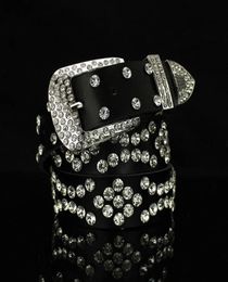 Fashion luxury designer super glittering diamond zircon crystal leather belt for woman 110cm 36ft6349584
