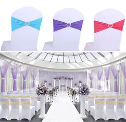 Chair Sashes Bands Wedding Spandex Stretchable Polyester Elastic Removable w Buckle for Home el Banquet Decoration3469443