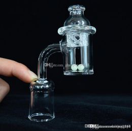 on bottom Quartz Banger with Cyclone Spinning Carb Cap and 2 Terp Pearl quartz nail 10mm 14mm 18mm for dab rig bong top q7573585