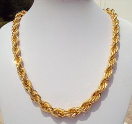 x2 Gold GF Thick Rope Cuban Chain 60cm10mm Iced Out Necklace Hip Hop Bling Franco Miami box packing1383389