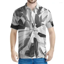 Men's Polos Fashion Artwork Geometry Graphic Polo Shirt For Men 3D Printed Lapel Short Sleeves Summer Street Loose T-shirt Button Tee Shirts