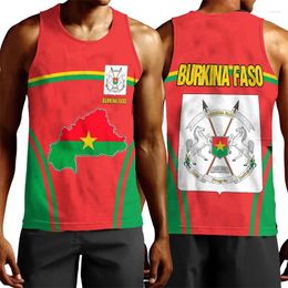 Men's Tank Tops Burkina Faso Flag Map 3D Printed Top For Men Casual Hawaiian Male Vest Sport Jersey Dashiki Waistcoat National Emblem