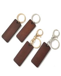 Creative Wooden Keychain Round Rectangle Shape Wood Blank Key Chains DIY Key Rings Gifts5875943