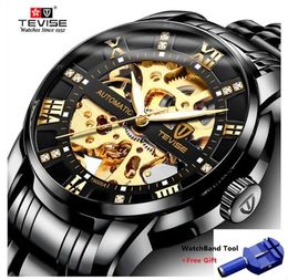 Tevise Number Sport Design Mechanical Watches Waterproof Mens Watches Top Brand Luxury Male Clock Men Automatic Skeleton Watch J193463165