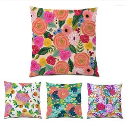 Pillow Polyester Linen Home Decoration Soft Pillowcase Decorative Gift Beautiful Flower 45x45 S Covers Velvet Cover Decor E0559