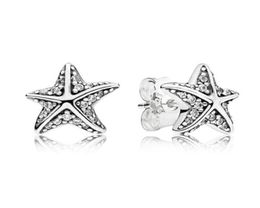 Authentic 925 Sterling Silver starfish Earrings set Original box for Fashion Jewelry CZ Diamond Stud Earring for Women4750100