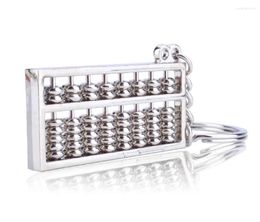 Keychains Stainless Steel Keychain Creative Beads Rotate Abacus Lucky Fortune Double-Sided Key Ring Car Pendant Bag Charm Accessories