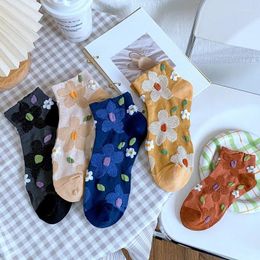 Women Socks 2 Pairs Summer Japanese Embroidered Flower Harajuku Cute Thin Sweat Absorbing Breathable Spring Casual And Ankle