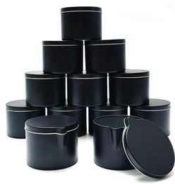 Storage Bottles 12Pcs Black Candles Tin Jars Box With Pour Spout Small Wax Melt Moulds Pots DIY Making Container1302816