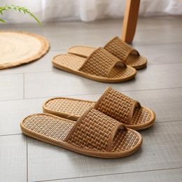 Slippers Indoor Spring And Summer Men's Women's Home Wood Floor Couple Non Slip Platform Linen Shoes Pantoufles Chanclas