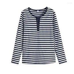 Women's T Shirts O-neck Printing Undercoat Ladies Striped Tops Casual Tshirt Long Sleeve Pullovers Autumn Winter Interior Lapping Women