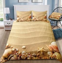 Fresh Beach Sea Printed Bedding Set King 3D Shell Duvet Cover Queen Home Textile Double Single Bed Set With Pillowcase 3pcs6801433