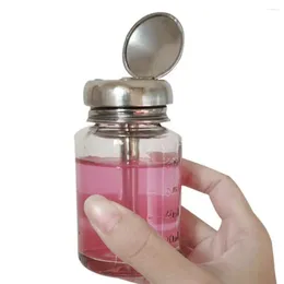 Storage Bottles 80ml Glass Liquid Dispenser Pump Bottle For Nail Polish Remover - Cm