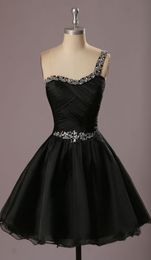 Short Homecoming Dresses Cheap 2019 Vestidos De Festa De 15 Anos Curto One Shoulder Black Cocktail Party Dress6898608