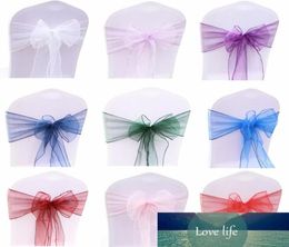 100pcs Organza Chair Sash Bow For Cover Banquet Wedding Party Event Chrismas Decoration Sheer Organza Fabric Supply 18cmx275cm8511419