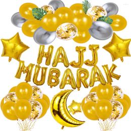 Party Decoration 3 Set Ramadan HAJJ MUBARAK Decorative Foil Balloons Gold Silver Background Layout Ballons Wholesale X2