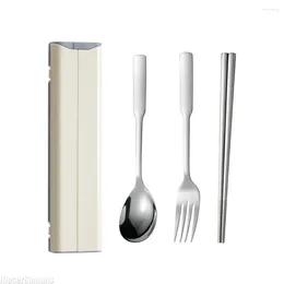 Dinnerware Sets Knives Fork Spoon Chopsticks For Lunch Box Portable Automatic Open Set Reusable Utensils With Case Camping Flatware