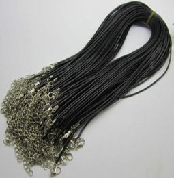 1mm 15mm 2mm 3mm 100pcs Black adjustable Genuine REAL Leather Necklace Cord For DIY Craft Jewellery Chain 18039039 with Lobst8046563