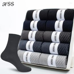 Men's Socks HSS Brand 10 Pairs/Lot Men Bamboo Fiber Classic Business Long Mens Dress Sock For Winter Gift Plus Size EUR39-45