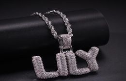 AZ Custom Small Letters Necklaces Charm Pendant For Men Women Gold Silver Color Cubic Zirconia Hip Hop Jewelry Whole5967673