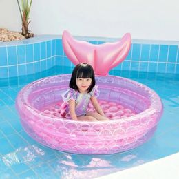 Mermaid Inflatable Childrens Swimming Pool Summer Home Outdoor Swimming Pool Inflatable Square Childrens Gift Girl 240428