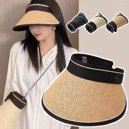 Wide Brim Hats Foldable Sun Protection Hat Fashionable Casual Straw Outdoor Women With Cycling Beach Sunshade Trave T6G3