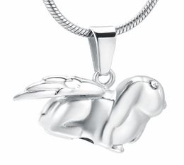ZZL081 Angel Wing Rabbit Stainless Steel Keepsake Urn Necklace With Crystal Eyes Pet Memorial Jewellery For Cremation Ashes8983687