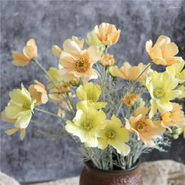 Decorative Flowers Home And Garden Artificial Flower Cosmos Daisy Livingroom Decoration Plant Bouquet Realistic Beautiful