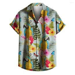 Men's Casual Shirts Hawaiian Shirt 3D Print Parrot Graphics Fashion Button Short Sleeve Lapel Streetwear Blouse For Men Summer