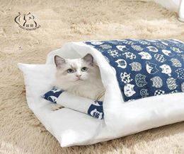Removable Dog Cat Bed Cat Sleeping Bag Sofas Mat Winter Warm Cat House Small Pet Bed Puppy Kennel Nest Cushion Pet Products LJ20128357055