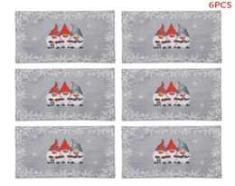 6pcs Gnome Swedish Tomte Doll Christmas Placemats Table Mats Heat Resistant Kitchen Tablemats Kids Dining Home Decoration C01166574458501