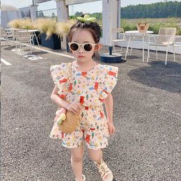 Set di abbigliamento per ragazze set di vestiti camicia estiva+pantaloni per bambini tops cortometraggi nuovi marchi abiti per bambini abiti abiti da bambino vestiti