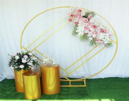 New Diamond Wedding Arch Mariage Backdrop Wrought Iron Creative Ring Geometric Frame Stand Screen Stage Background Decoration3107675