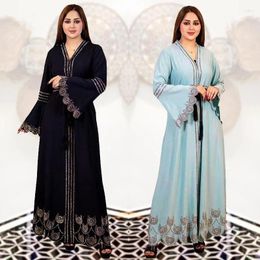 Ethnic Clothing Eid Jalabiya Muslim Abaya Party Dress For Women Arab Diamond Lace-up Abayas Long Dresses Robe African Elegant Ramadan