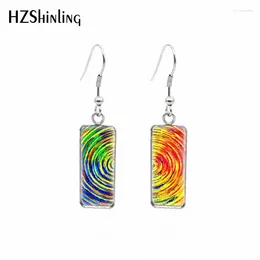 Dangle Earrings 2024 Geometric Spirals Rectangular Earring The Spiral Of Life Fish Hook Glass Cabochon Handmade Jewelry