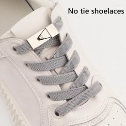 Shoe Parts Press Lock Shoelaces Without Ties Elastic Laces Sneakers Kids Adult No Tie 8MM Widened Flat Shoelace For Shoes