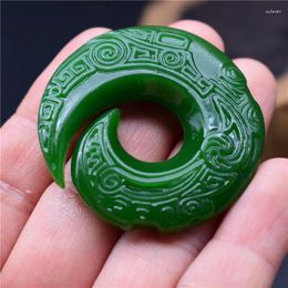 Pendant Necklaces Natrual Hetian Green Jasper Necklace Jade Jewelry For Men Gift Buddhist Lucky