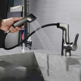 Bathroom Sink Faucets Kitchen Sink Faucet Rotating Pull Out Lift Hot Cold Bathroom Basin Faucets Washbasin Handle Mixer Tap faucet Lift Up 360