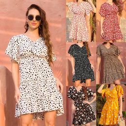 Casual Dresses European And American Women's Chiffon Floral V-neck Lace Dress French