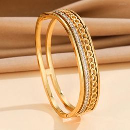 Bangle Women's Custom Stainless Steel Personalized Circle Bracelet Classic Rhinestone Gold Plated Opening Couple Decoration