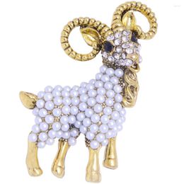 Brooches Rhinestone Sheep Brooch Pin Pearls Animal Lapel For Dress Shawl Coat Bag